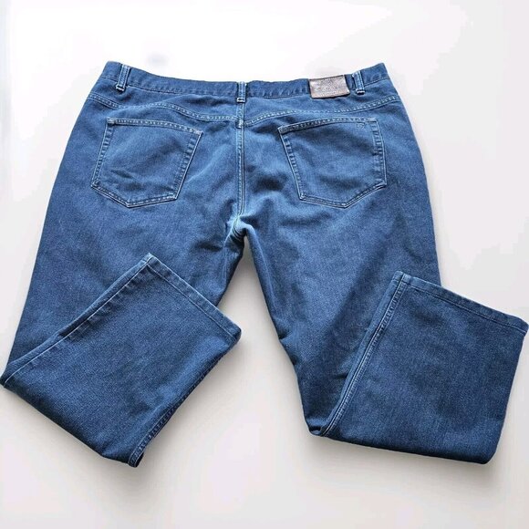 Canali Jeans Men 46x34/28 Indigo Straight Leg Italy Cotton Preppy Designer Boho - Picture 15 of 16